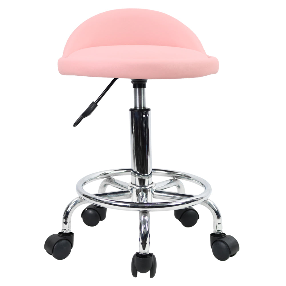 KKTONER Taburete con Ruedas de Cuero PU con Respaldo Bajo Silla de Escritorio Taburete de Oficina en casa Negro