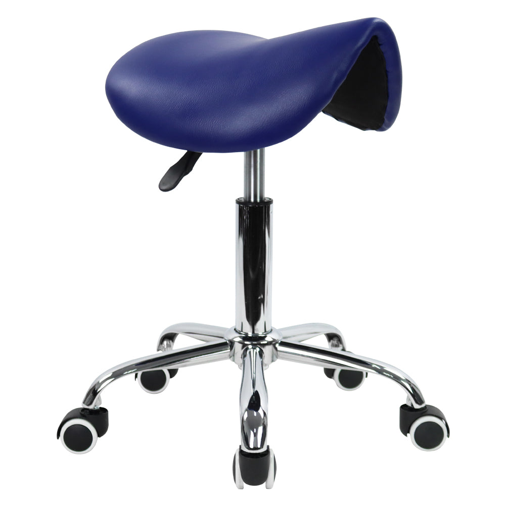KKTONER  PU Leather Saddle Stool Height Adjustable Swivel Rolling Stool with Wheels Black
