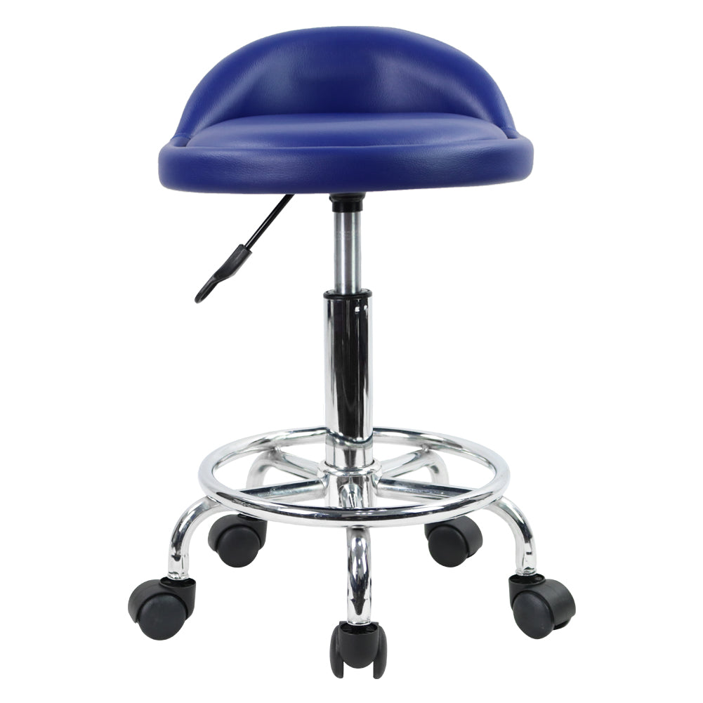 KKTONER Taburete con Ruedas de Cuero PU con Respaldo Bajo Silla de Escritorio Taburete de Oficina en casa Negro