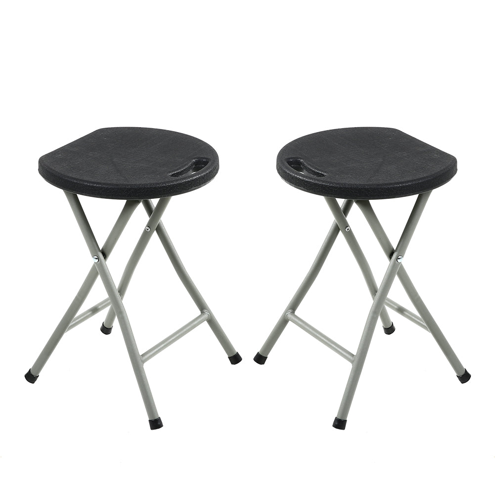 KKTONER Portable Steel and Plastic Folding Stool Light Weight Outside Chair Set of 2 Black