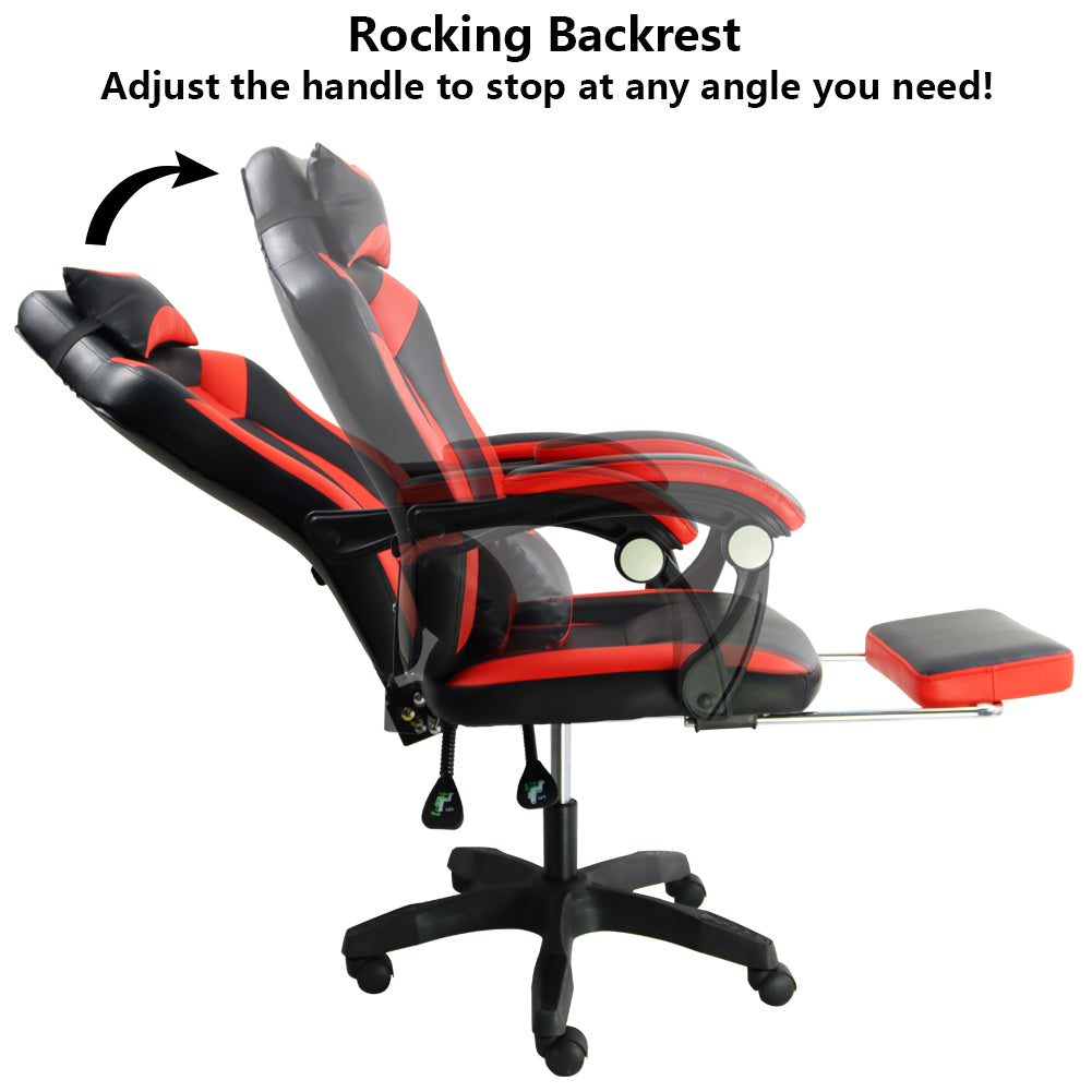 KKTONER Ergonomic Gaming Chair for E-Sport Racing Executive Office Chair Swivel Height Adjustable with Armrest (Red)
