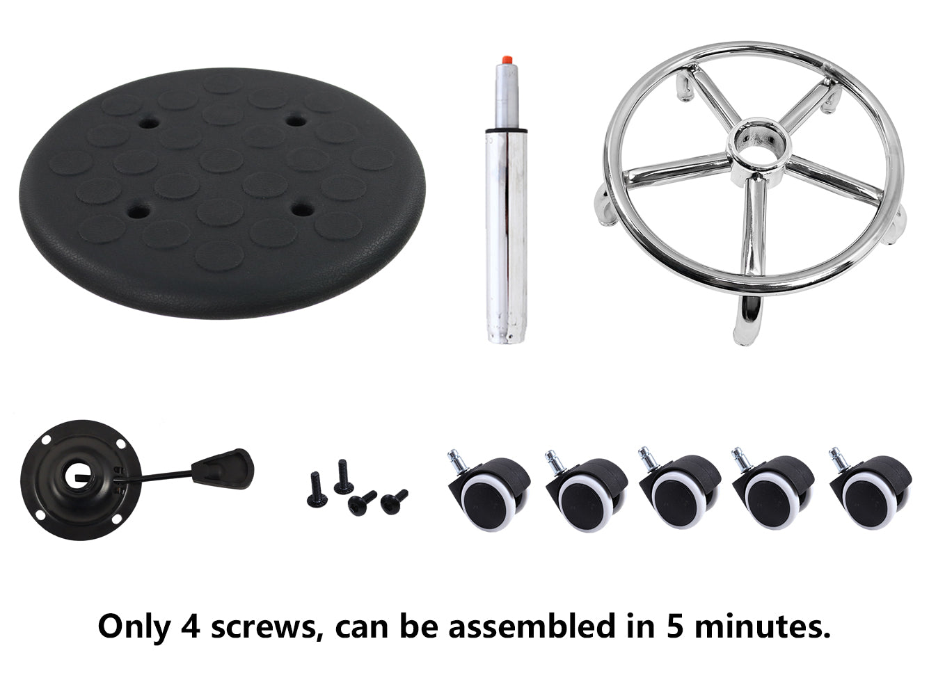 KKTONER Rollhocker aus PU-Schaum mit Fußstütze, höhenverstellbar, drehbar, für Labor, Spa, Salon, Tattoo, Arbeit, antistatischer Hocker, klein (schwarz)