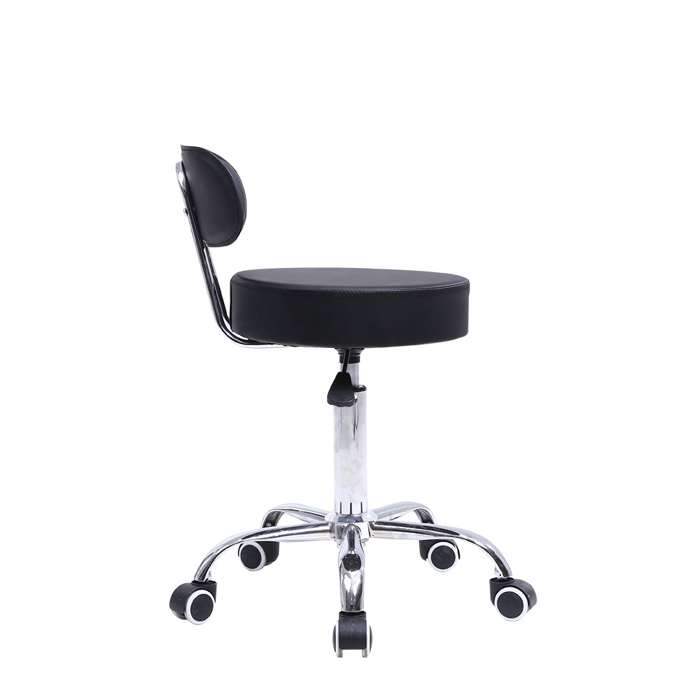 KKTONER PU Leather Counter Desk Chair Height Adjustable Swivel Stool Rolling Chair with Mid Back Black