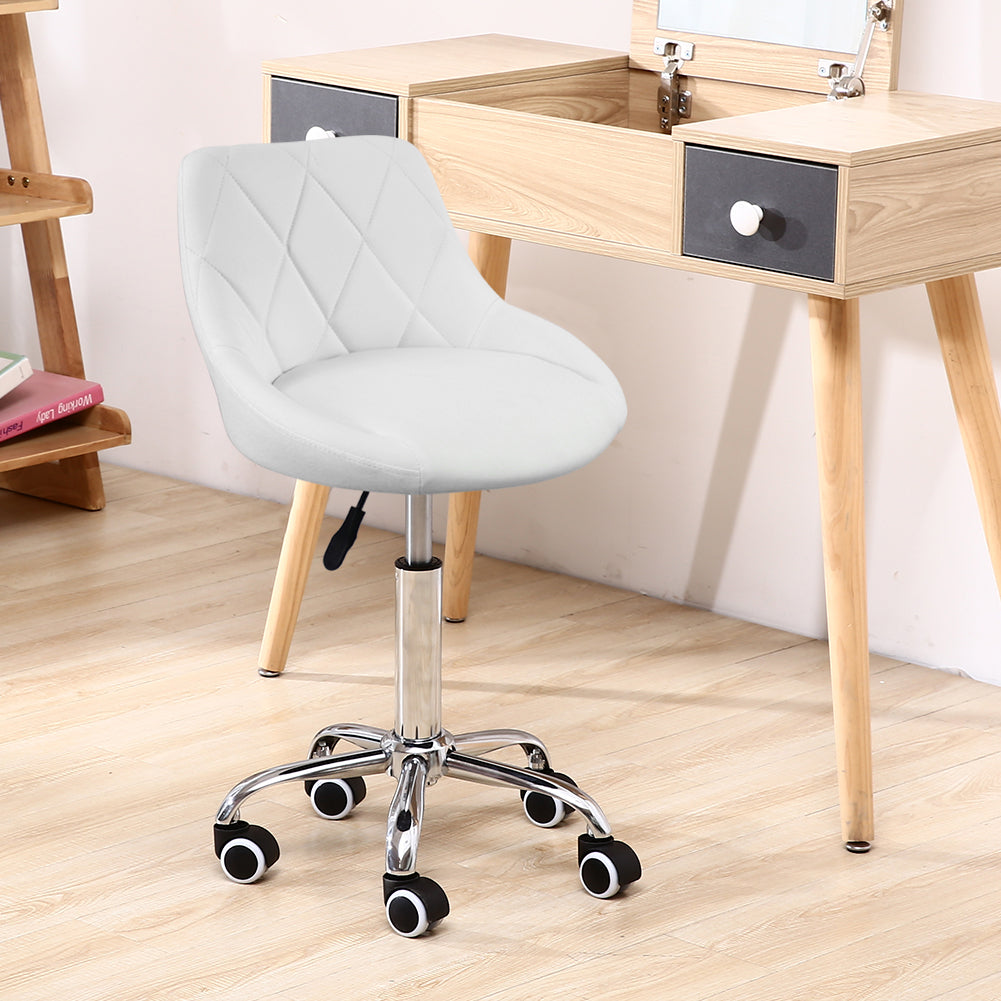 KKTONER Silla de oficina con respaldo medio, giratoria, altura ajustable, ergonómica, para ordenador, hogar, con ruedas (blanco)