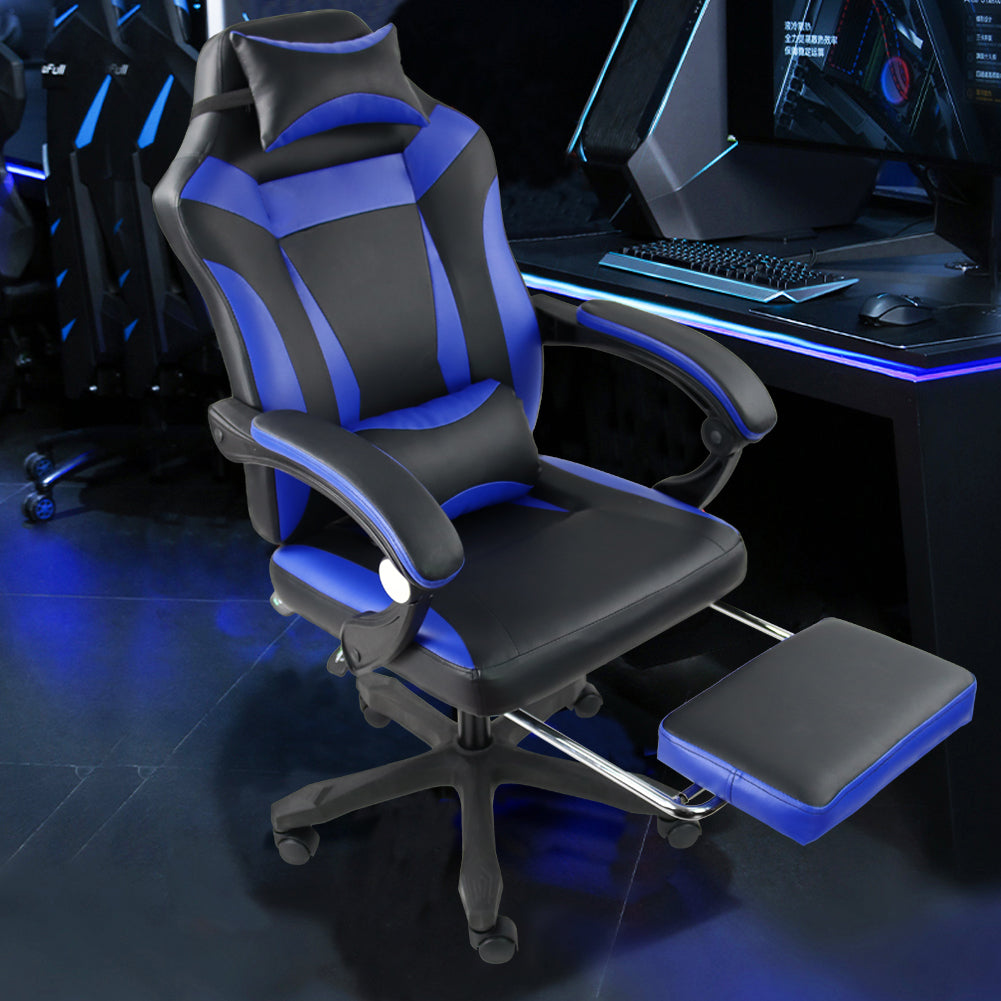 KKTONER Ergonomic Gaming Chair Executive Office Chair for E-Sport Racing Swivel Height Adjustable with Armrest (Blue)