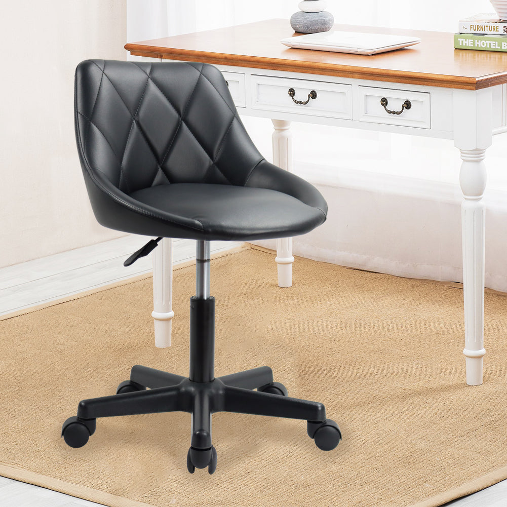 KKTONER Silla de oficina con respaldo medio, giratoria, altura ajustable, ergonómica, para ordenador, hogar, con ruedas (negro)