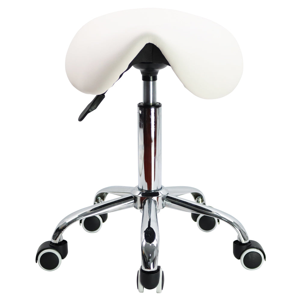 KKTONER  PU Leather Saddle Stool Height Adjustable Swivel Rolling Stool with Wheels Black