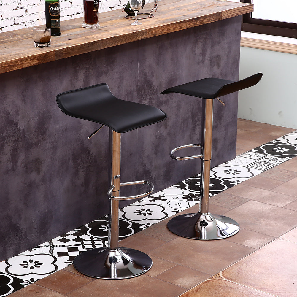 KKTONER Square Bar Stools PU Leather Swivel Height Adjustable Counter Stool Pub Kitchen Stool Black