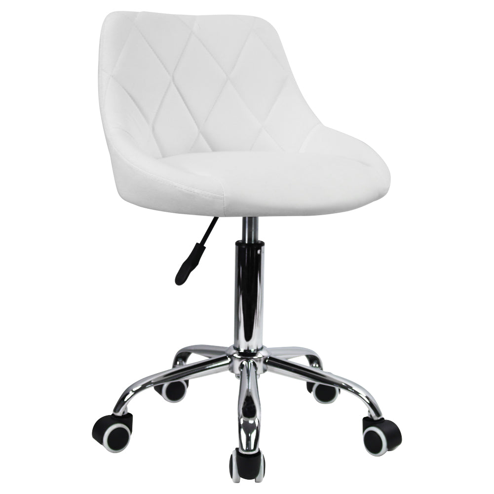KKTONER Silla de oficina con respaldo medio, giratoria, altura ajustable, ergonómica, para ordenador, hogar, con ruedas (blanco)