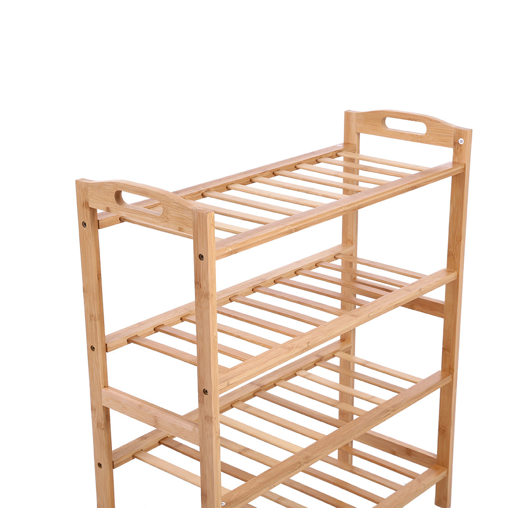 KKTONER Bamboo Shoe Rack 4 Tier Entryway Shoe Shelf Bathroom Storage Balcony Organizer shelf (Natural)