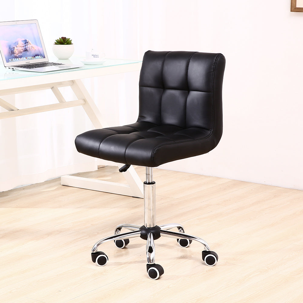 KKTONER Silla de oficina moderna cuadrada de piel sintética, silla de escritorio giratoria ajustable en altura con respaldo, color negro