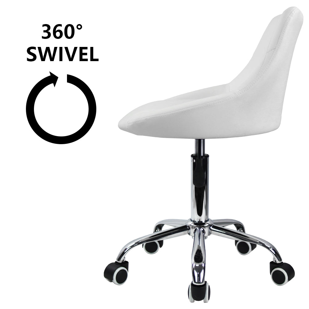 KKTONER Mid-Back Office Chair Swivel Height Adjustable Ergonomic Computer Home Chair with Wheels (White)