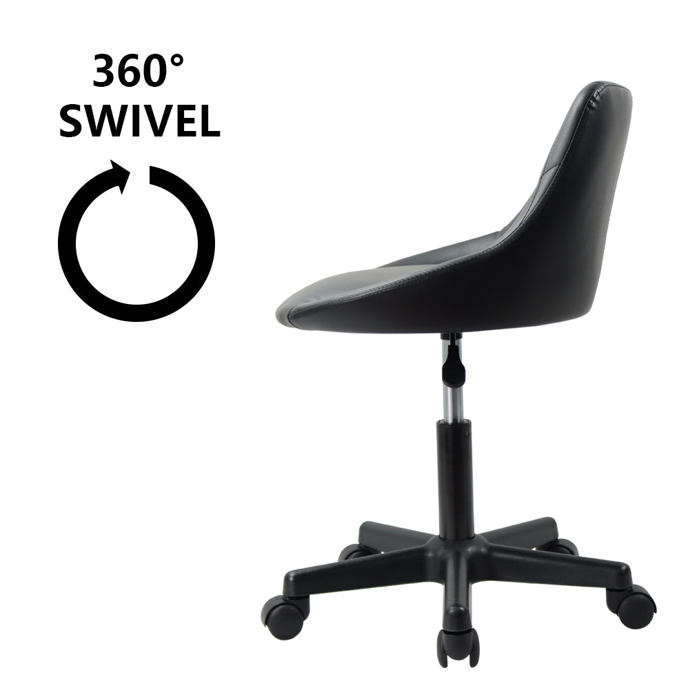 KKTONER Bürostuhl mit mittelhoher Rückenlehne, drehbar, höhenverstellbar, ergonomischer Computer-Heimstuhl mit Rollen (schwarz)