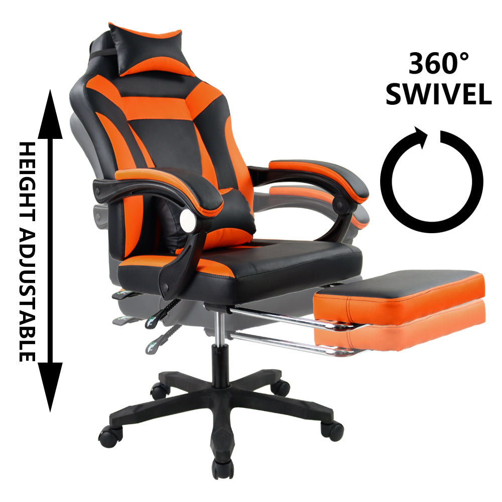 KKTONER Ergonomic Gaming Chair Executive Office Chair for E-Sport Racing Executive Office Chair Swivel Height Adjustable with Armrest (Orange)