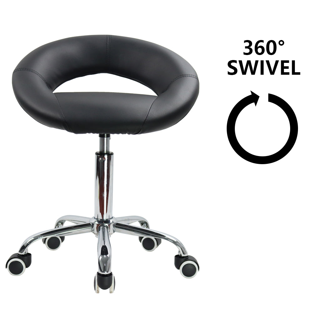 KKTONER Low Back Swivel Height Adjustable Modern Semi-Circular Seat Office Chair with Wheels (Black)