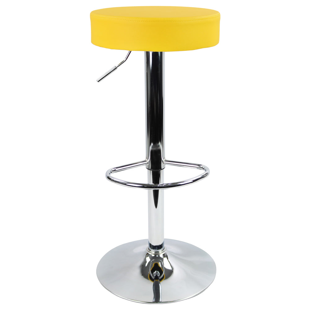 KKTONER PU Leather Height Adjustable Round Bar Stool with Footrest Yellow