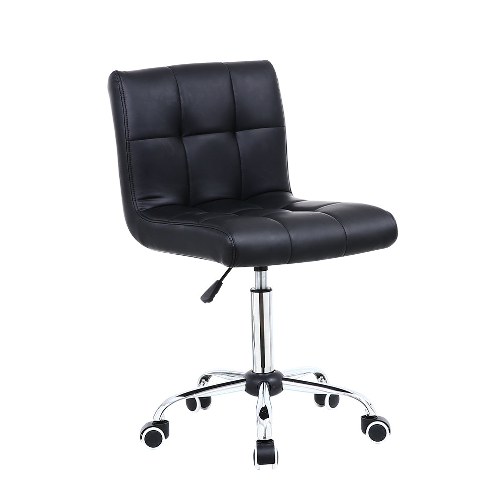 KKTONER Modern Office Chair Square PU Leather Height Adjustable Swivel Desk Chair with Backrest Black