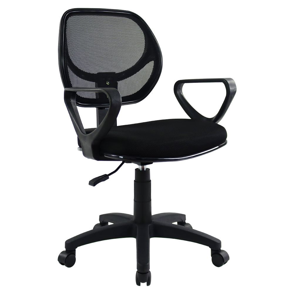KKTONER Silla de Oficina de Malla con Respaldo Medio, Altura Ajustable, Escritorio para computadora, Silla ergonómica con reposabrazos (Negro)