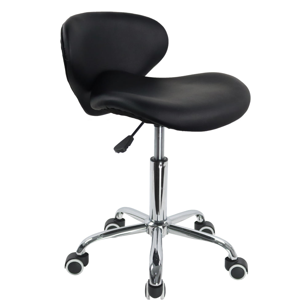 KKTONER Silla de dibujo con asiento moderno de piel sintética con respaldo bajo y ruedas (negro)
