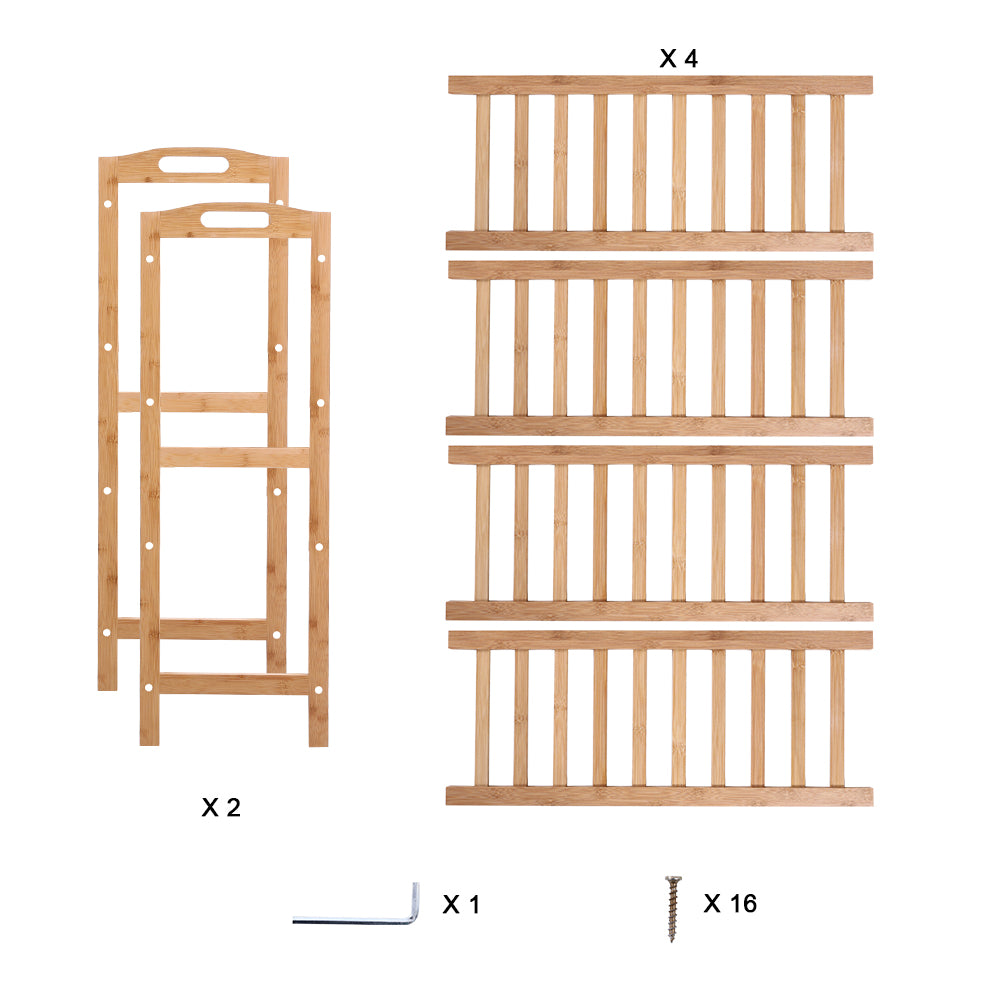 KKTONER Bamboo Shoe Rack 4 Tier Entryway Shoe Shelf Bathroom Storage Balcony Organizer shelf (Natural)