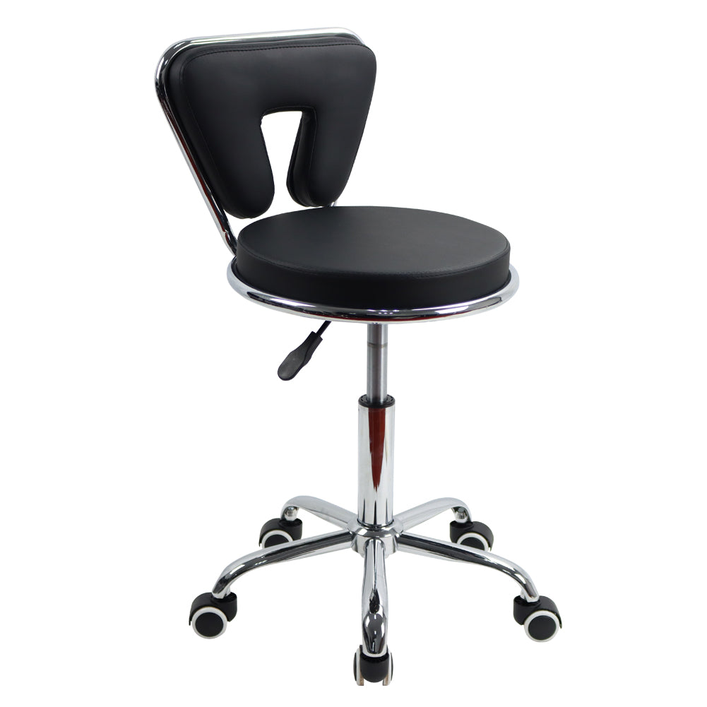 KKTONER Silla de escritorio moderna con respaldo medio, taburete rodante de cuero PU, silla de oficina giratoria ajustable en altura con ruedas (negro)