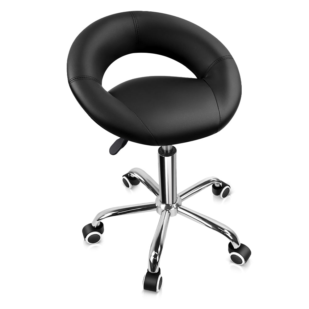 KKTONER Silla de oficina con asiento semicircular moderno ajustable en altura giratoria con respaldo bajo y ruedas (negro)