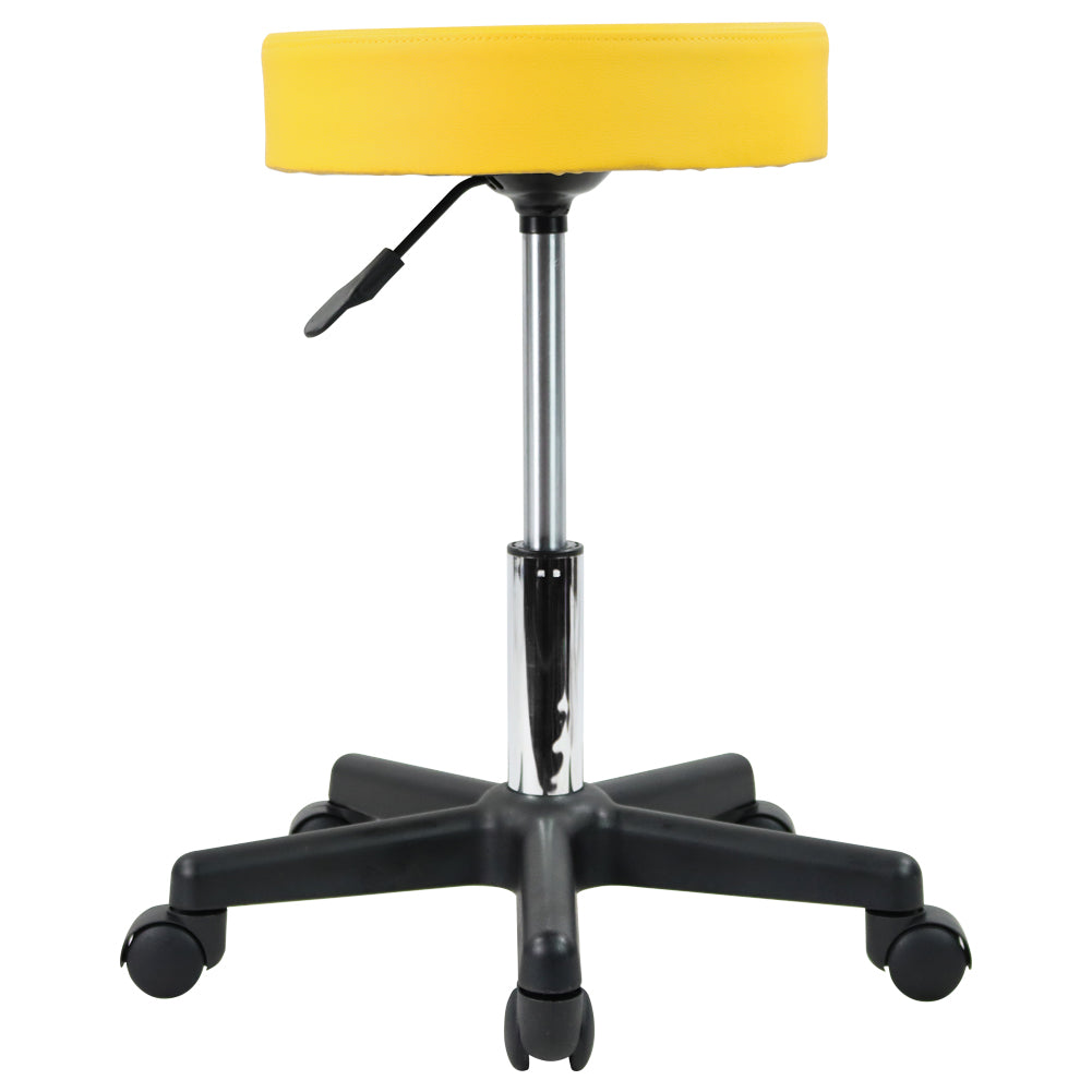 KKTONER Round Rolling Stool PU Leather Height Adjustable Swivel Work SPA Medical Salon Stool Yellow