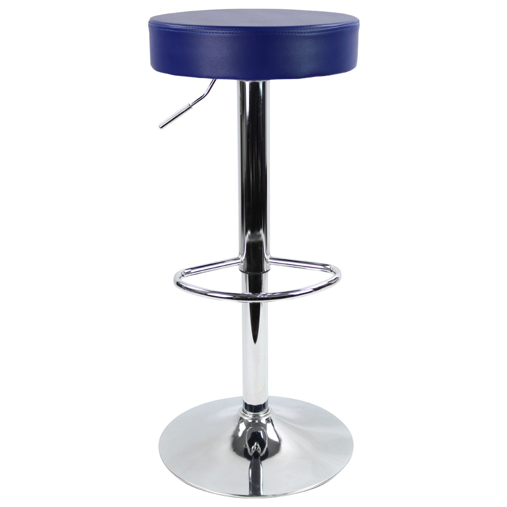 KKTONER PU Leather Height Adjustable Round Bar Stool with Footrest Blue