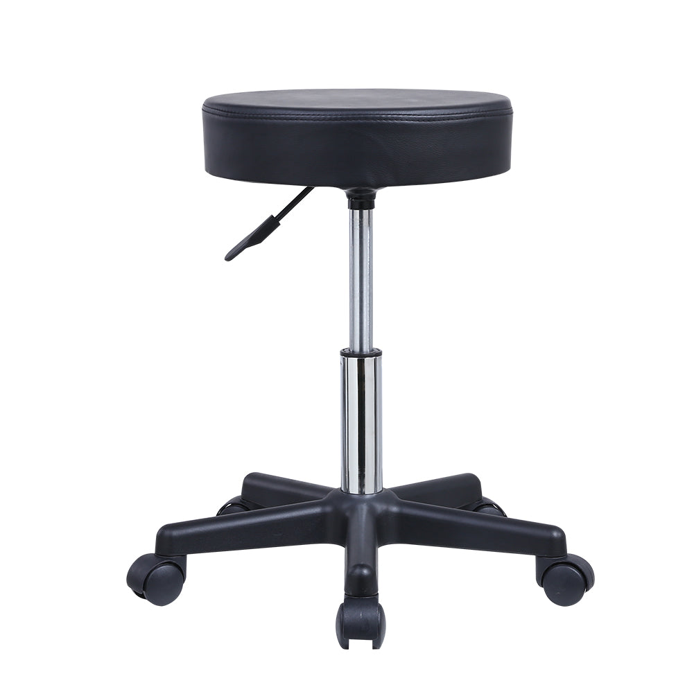 KKTONER Round Rolling Stool PU Leather Height Adjustable Swivel Work SPA Medical Salon Stool Black