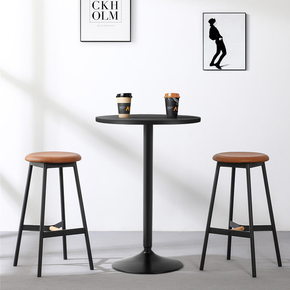 KKTONER Round Bar Table 23.6'' Top Coffee Table for Cocktail Bar Pub Dining Bistro (41.7''H, Black)