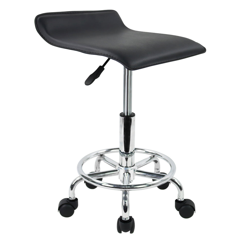 KKTONER Square Rolling Stool PU Leather Height Adjustable Swivel Massage SPA Salon Stools Task Chair with Wheels Black