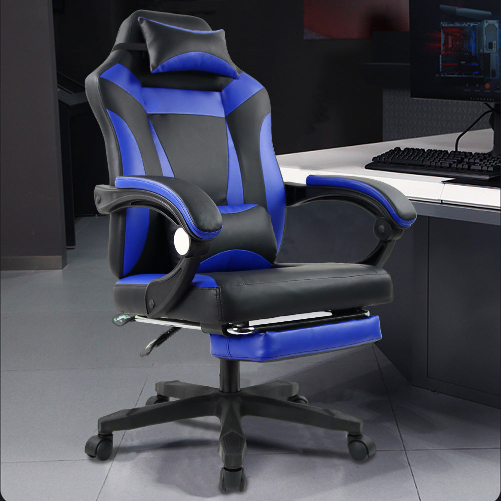 KKTONER Silla ergonómica para juegos Silla de oficina ejecutiva para E-Sport Racing Altura giratoria ajustable con reposabrazos (azul) 