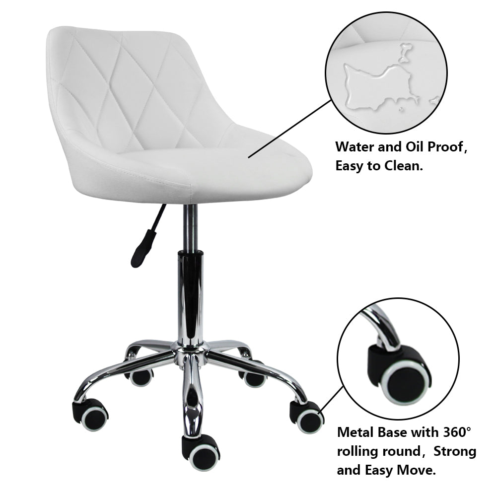 KKTONER Mid-Back Office Chair Swivel Height Adjustable Ergonomic Computer Home Chair with Wheels (White)