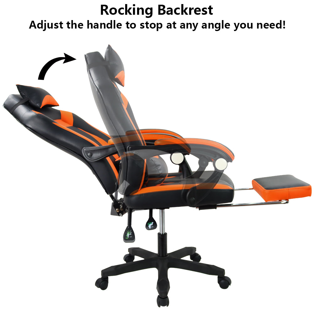 KKTONER Ergonomic Gaming Chair Executive Office Chair for E-Sport Racing Executive Office Chair Swivel Height Adjustable with Armrest (Orange)