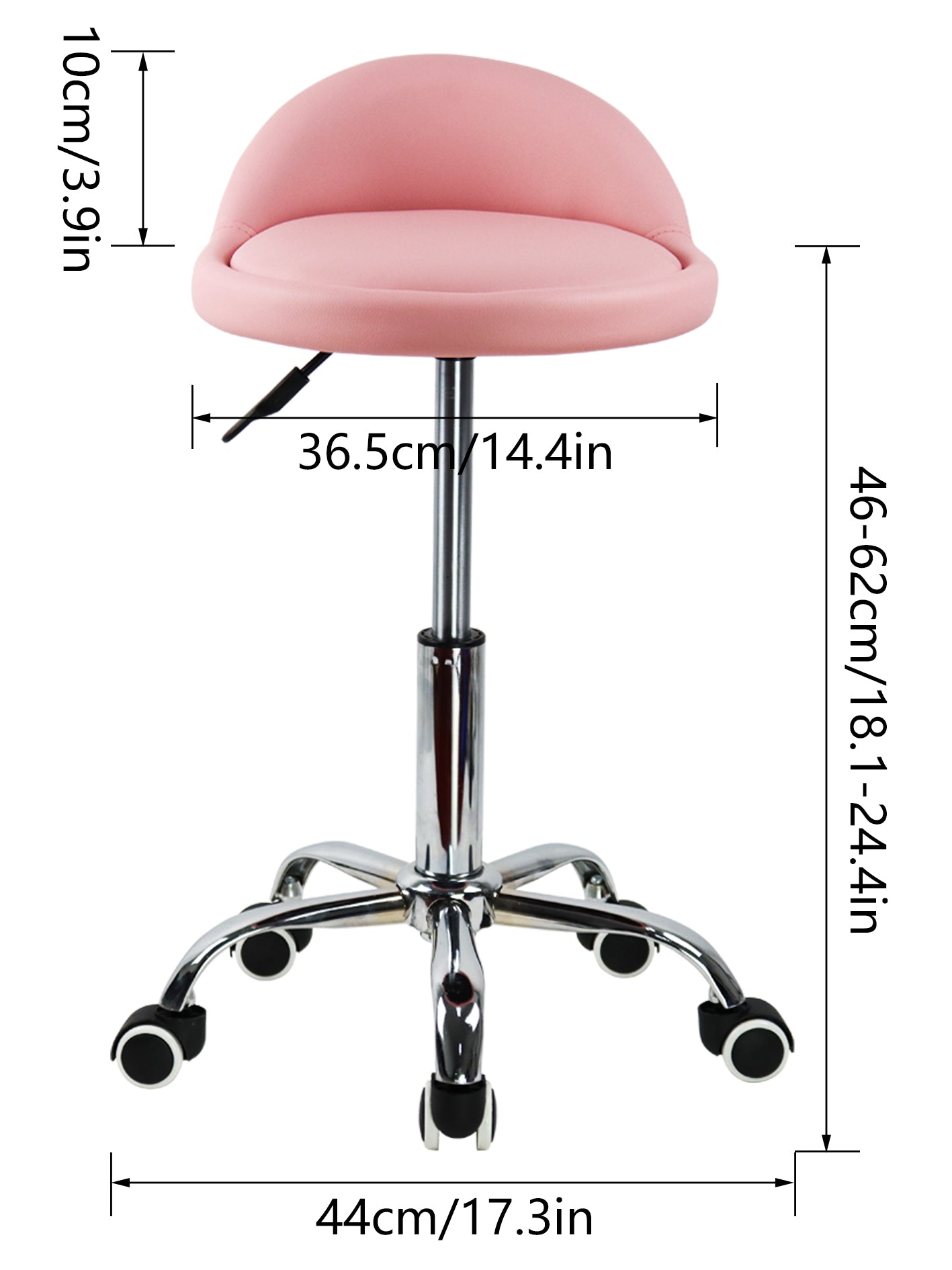 KKTONER Taburete con Ruedas de Cuero PU con Respaldo Bajo Silla de Escritorio Taburete de Oficina en casa ROSA