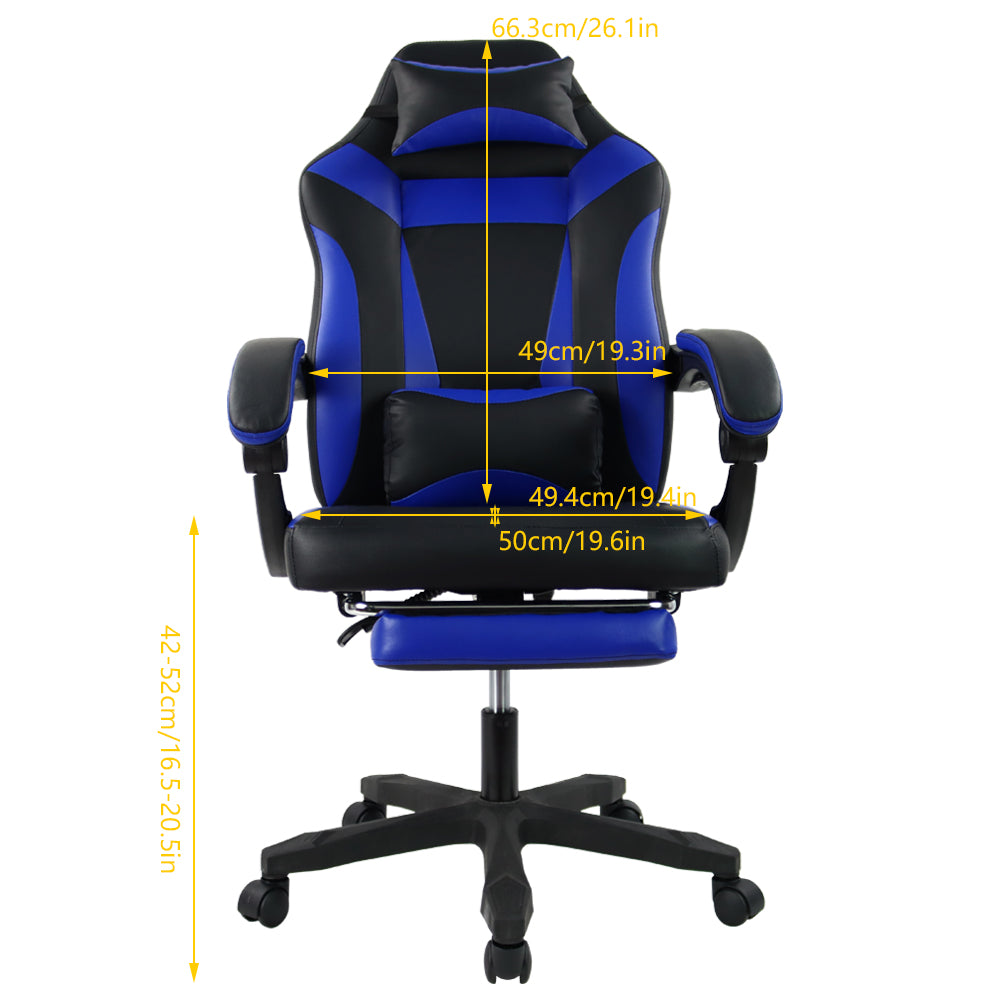 KKTONER Silla ergonómica para juegos Silla de oficina ejecutiva para E-Sport Racing Altura giratoria ajustable con reposabrazos (azul) 