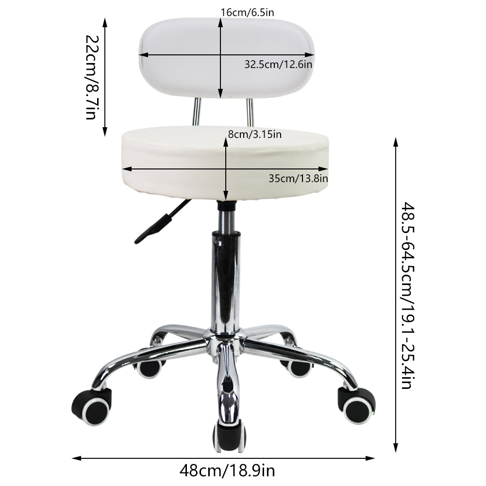 KKTONER Silla de escritorio de cuero de PU, taburete giratorio de altura ajustable, silla rodante con respaldo medio, color blanco