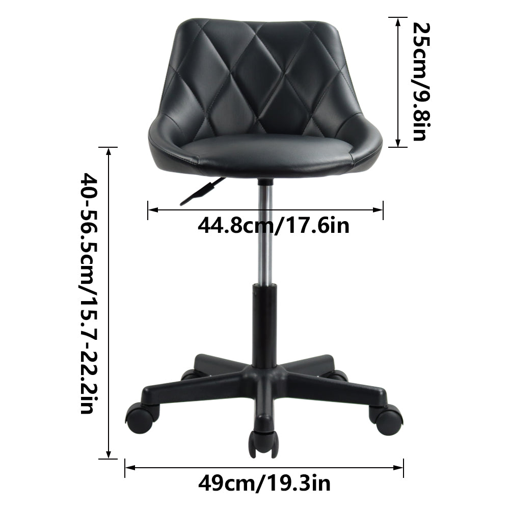 KKTONER Bürostuhl mit mittelhoher Rückenlehne, drehbar, höhenverstellbar, ergonomischer Computer-Heimstuhl mit Rollen (schwarz)