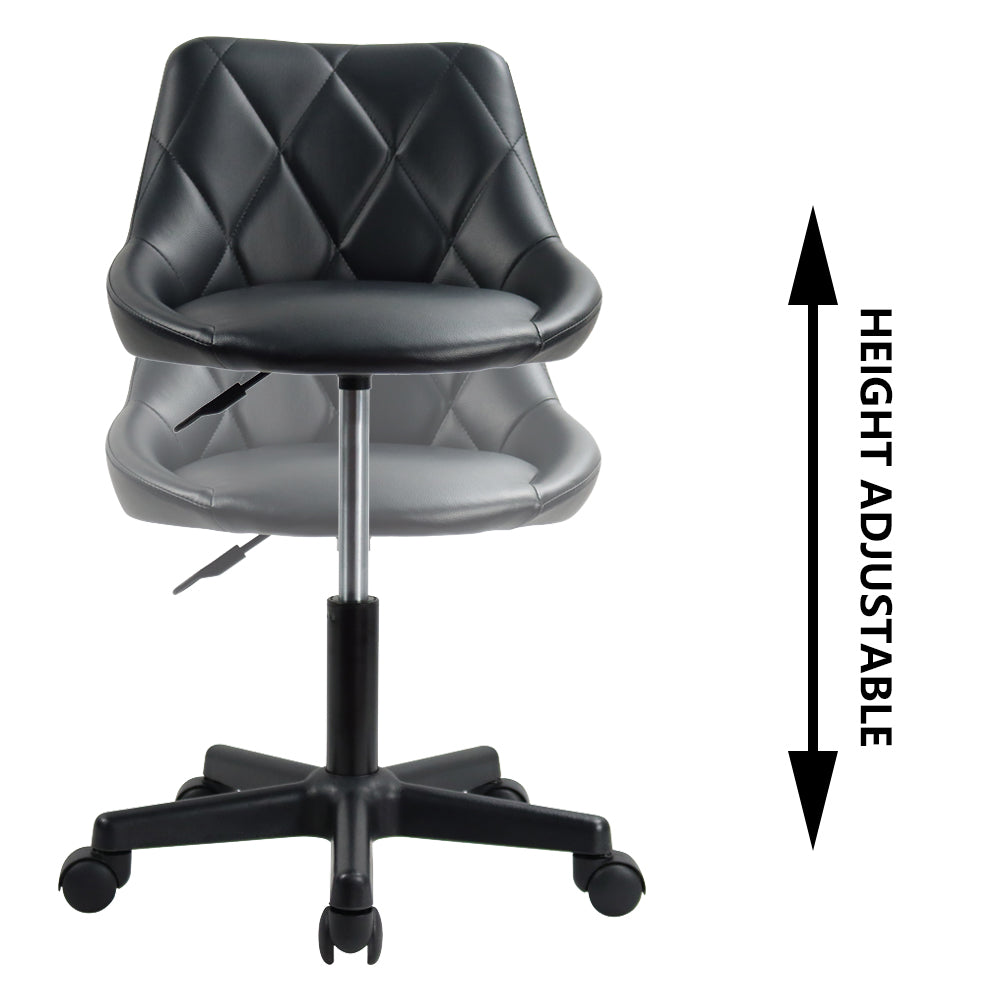 KKTONER Bürostuhl mit mittelhoher Rückenlehne, drehbar, höhenverstellbar, ergonomischer Computer-Heimstuhl mit Rollen (schwarz)